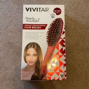 Vivitar ceramic straightening hair brush in red